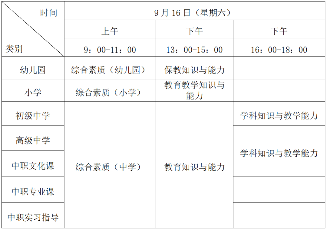 中小學教師資考試時間